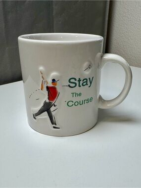 Stay The Course Golf Ceramic Oversized Mug - White with Red Accent